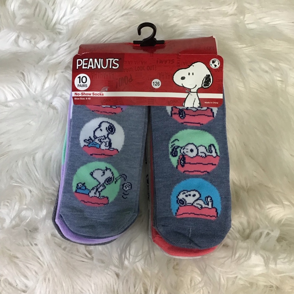 Peanuts Snoopy Colorful No-Show Socks bundle of 10